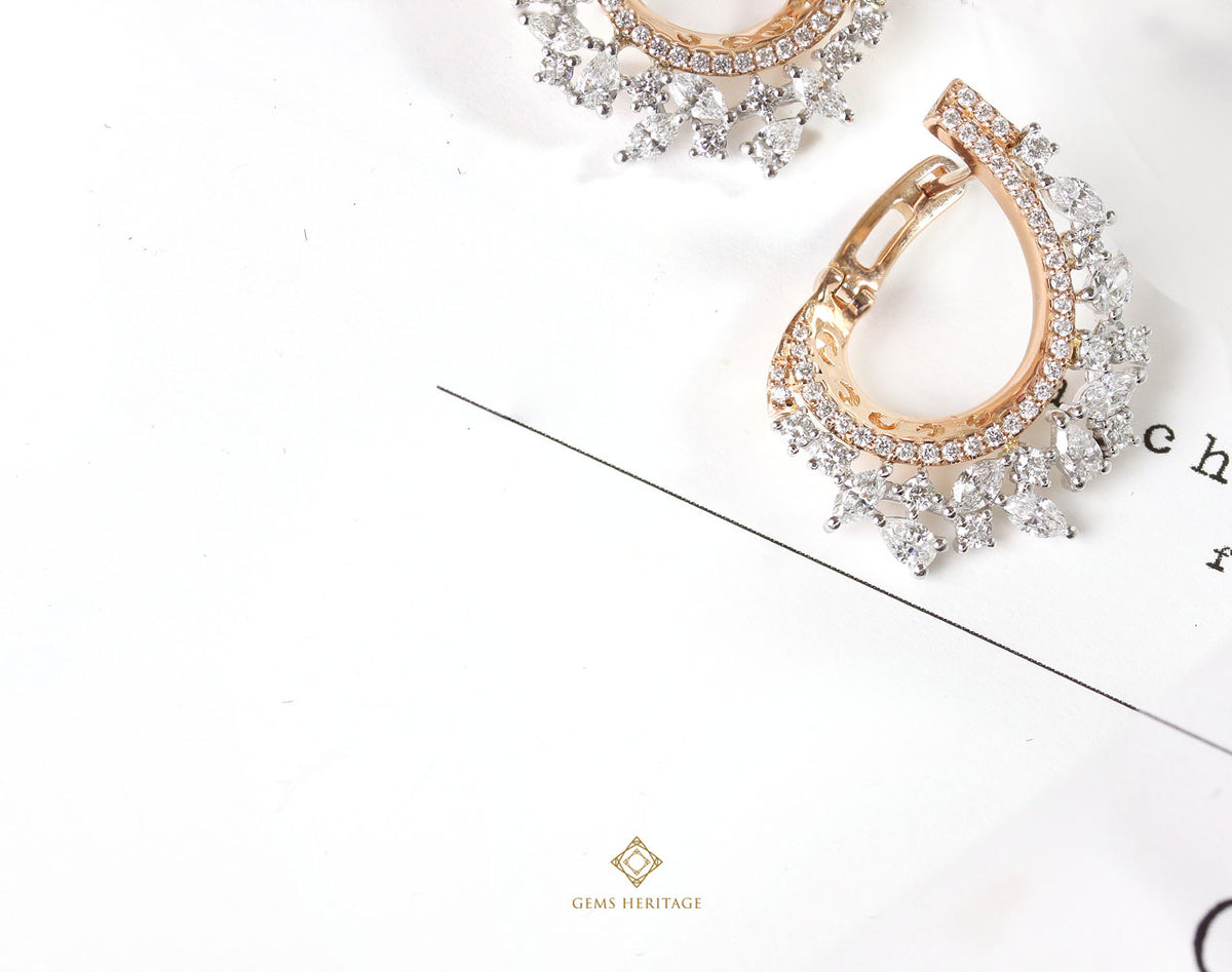 Fan fancy shape diamond earrings – Gems Heritage